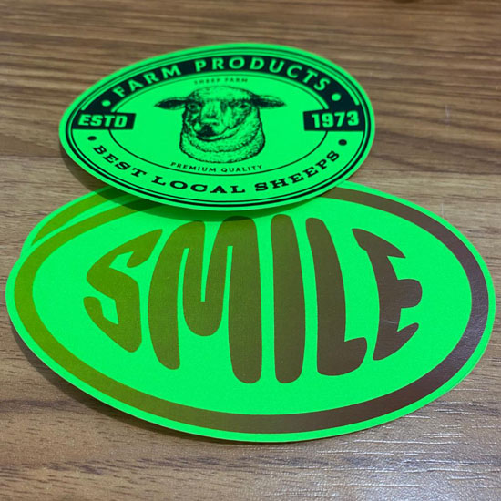CETAK STICKER NEON GREEN