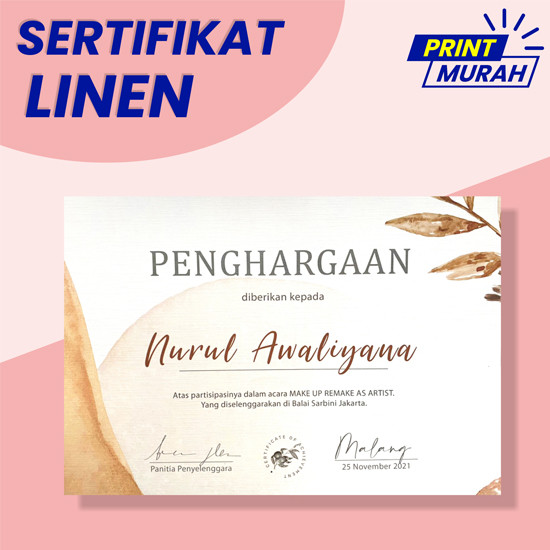 CETAK SERTIFIKAT LINEN