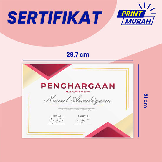 CETAK SERTIFIKAT LINEN